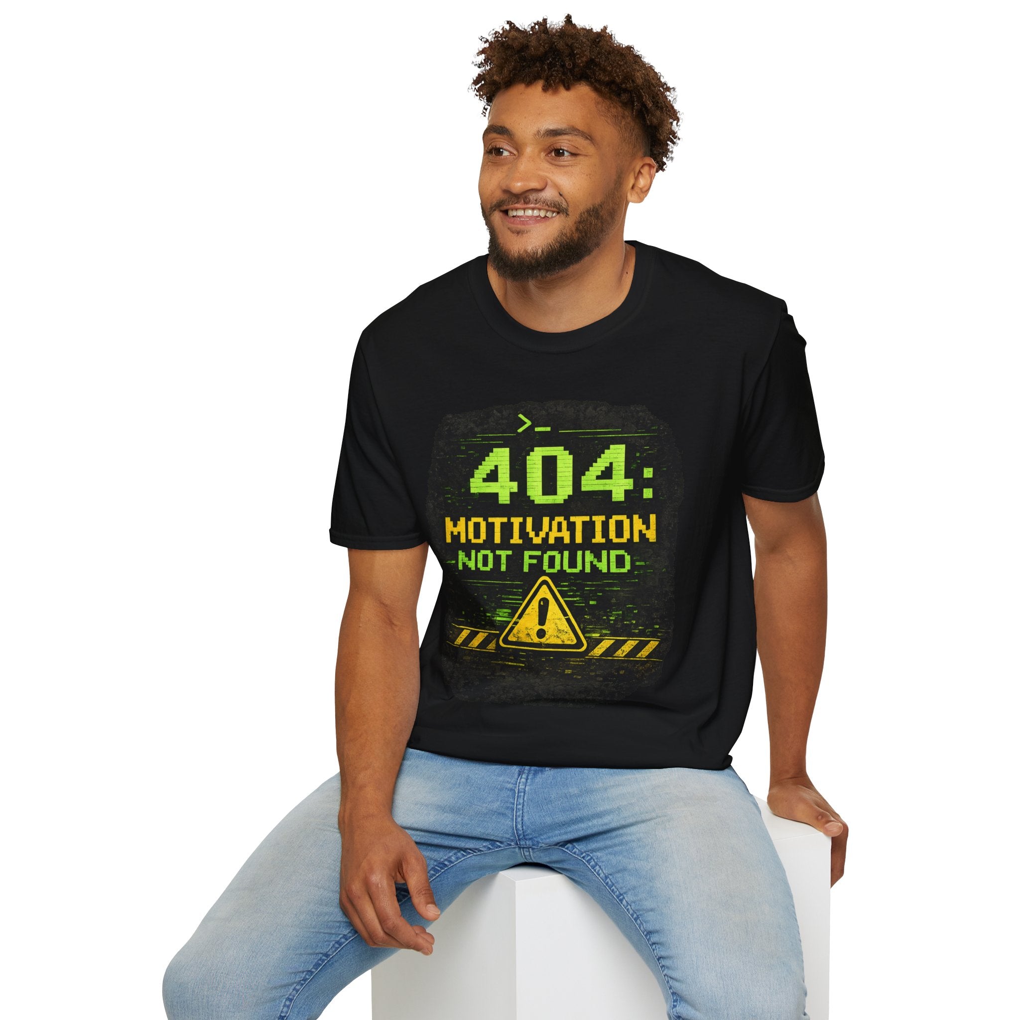 "404: Motivation Not Found" Funny IT Graphic Tee- Tech Humor T-Shirt