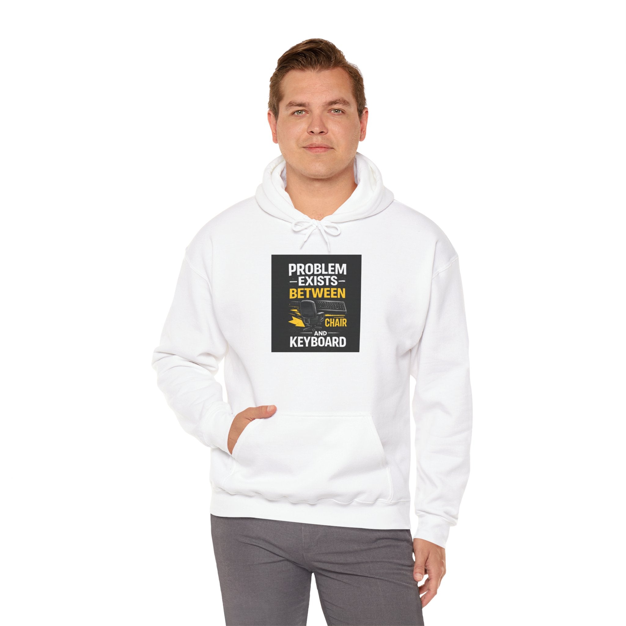 "Problem Exists Between Chair and Keyboard" Funny Programmer Tech Hoodie