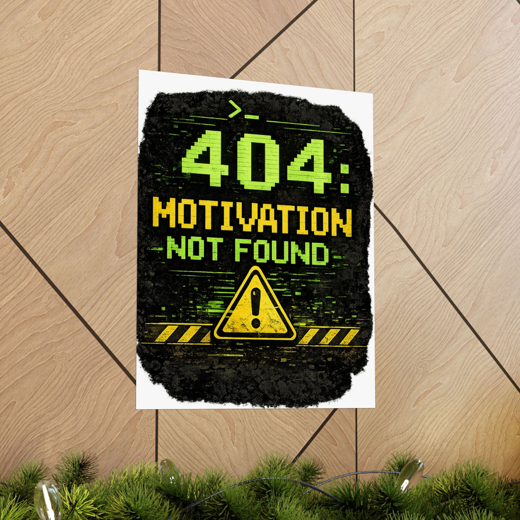 "Error 404 Motivation Not Found" Geek Tech Humor Funny IT Matte Vertical Posters