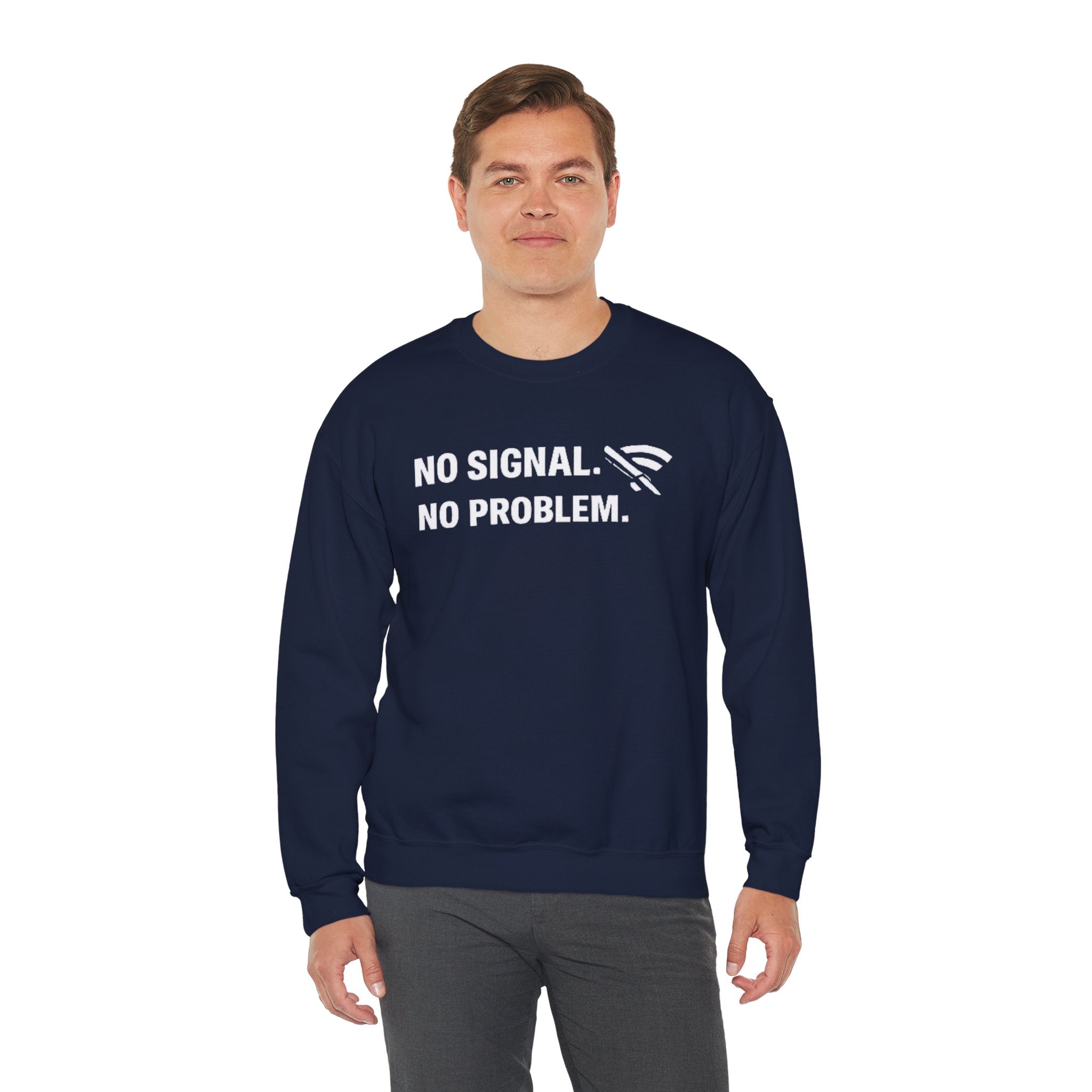 "No Signal, No Problem" Unisex Heavy Blend™ Tech Humor Crewneck Sweatshirt