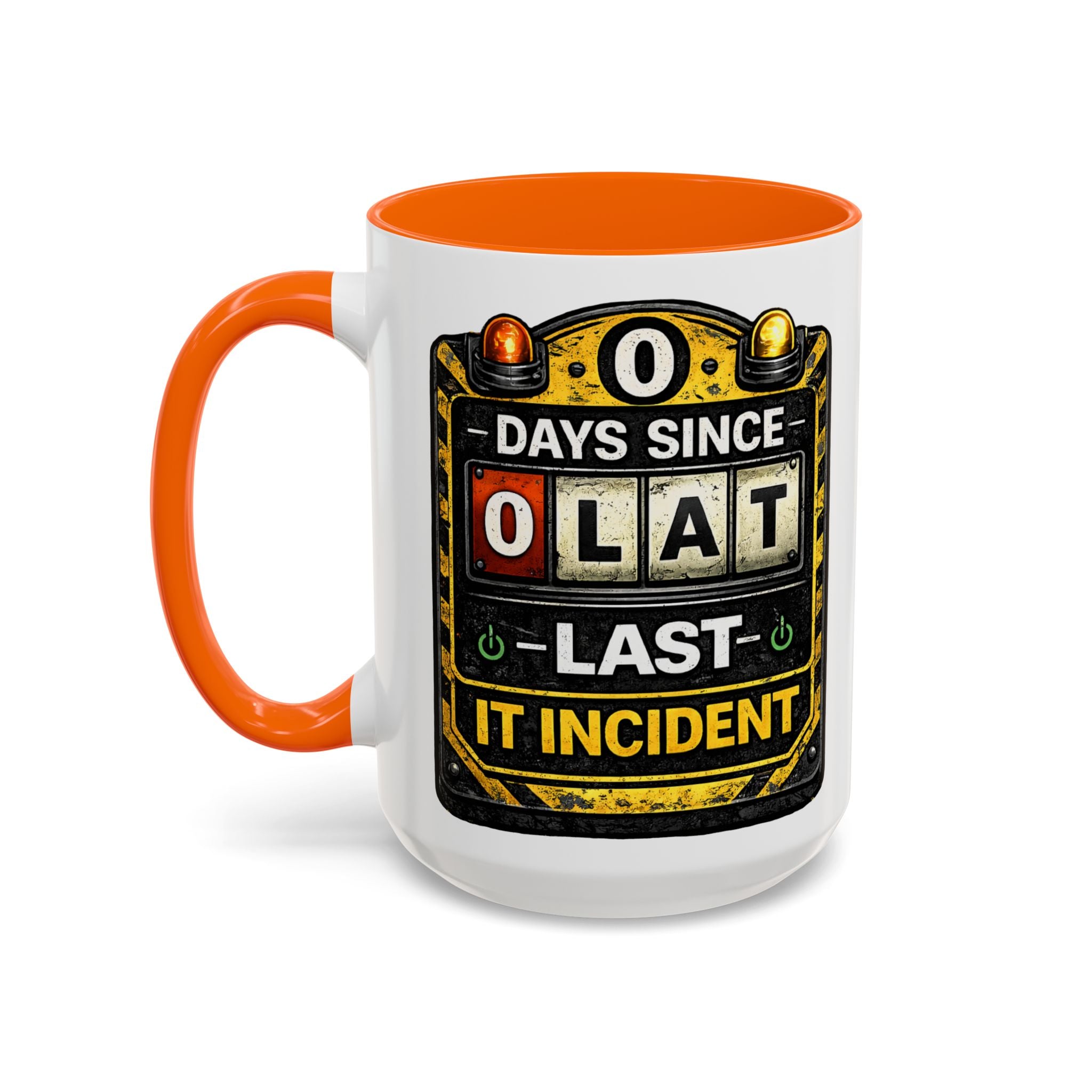 "0 Days Since Last IT Incident" IT Humor Accent Coffee Mug (11, 15oz)