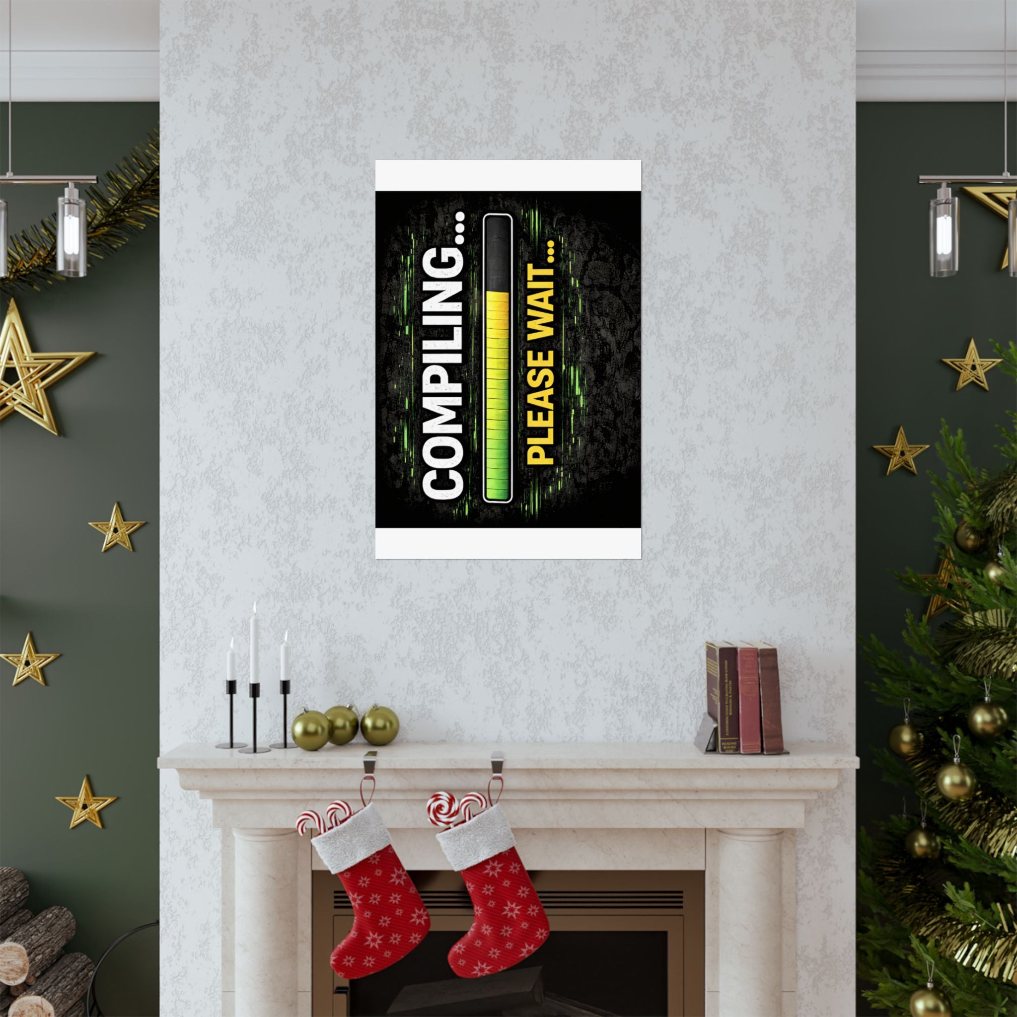 "Compiling... Please Wait" Tech Geek Humor Funny IT Matte Vertical Posters