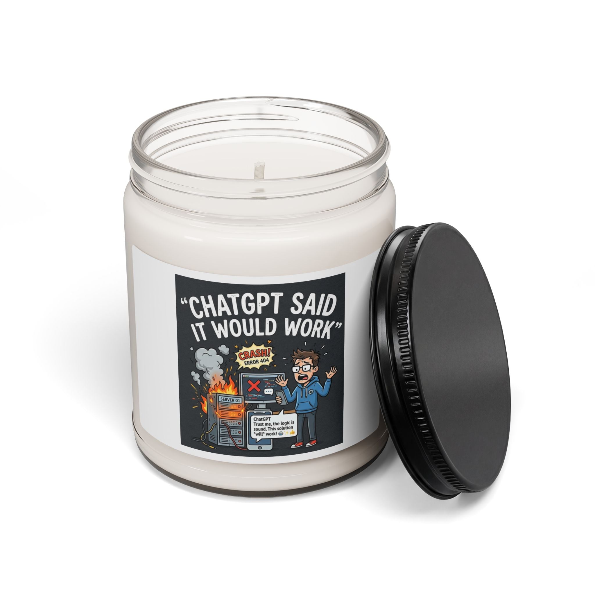 “ChatGPT Said It Would Work” AI Fail Jar Scented Soy Candle Funny IT