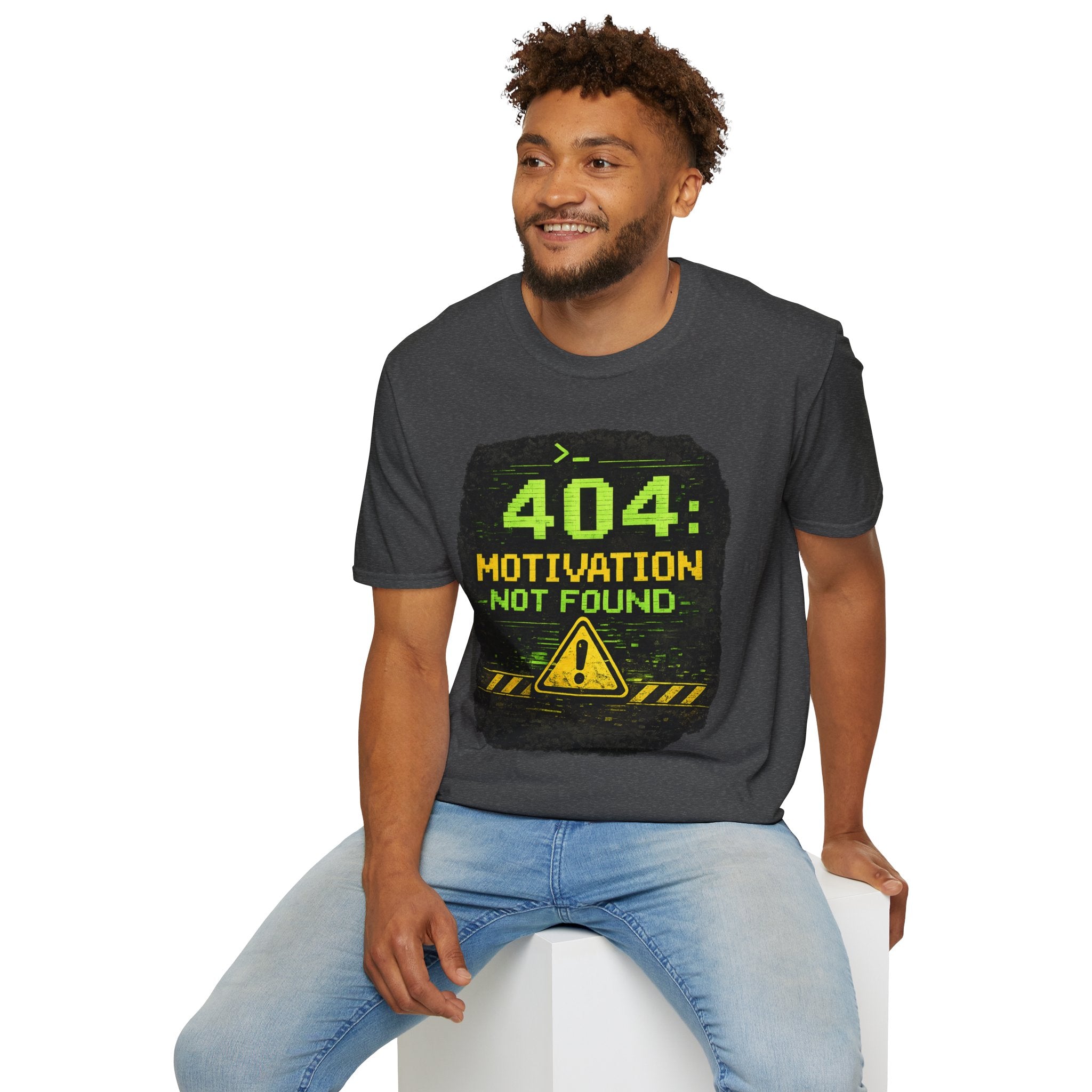 "404: Motivation Not Found" Funny IT Graphic Tee- Tech Humor T-Shirt