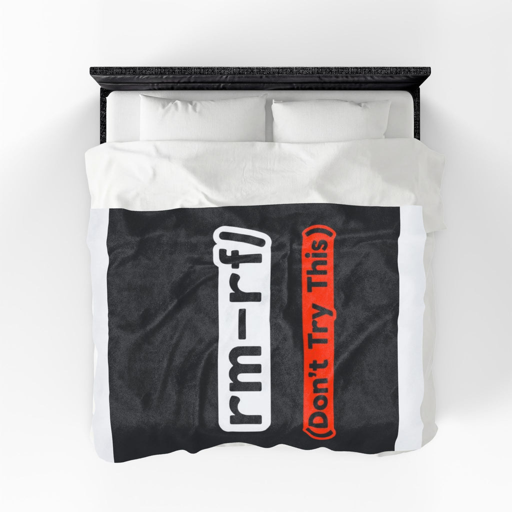 "rm -rf/ (Don't Try This)" Tech Humor Funny IT Velveteen Plush Blanket