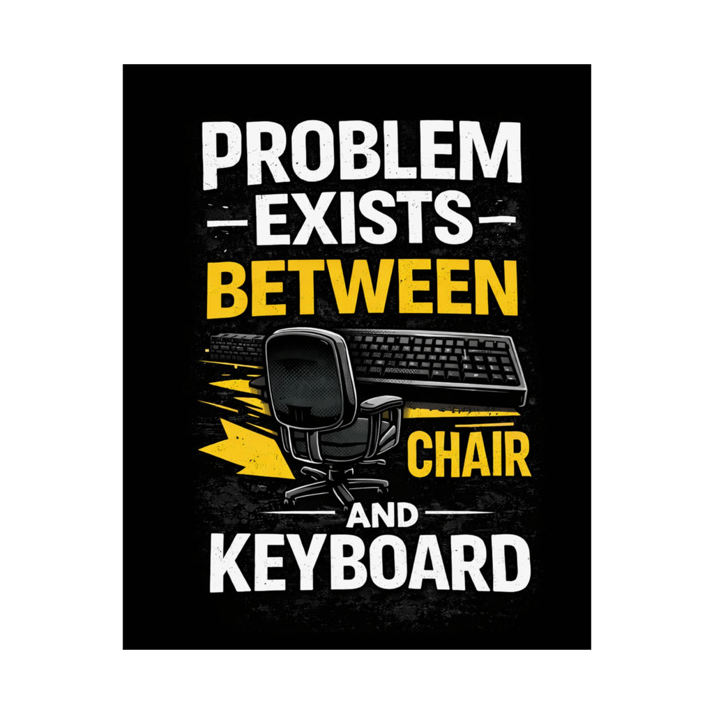 "Problem Exists Between Chair and Keyboard" Tech Humor Matte Poster — Funny IT Desk Office Wall Art