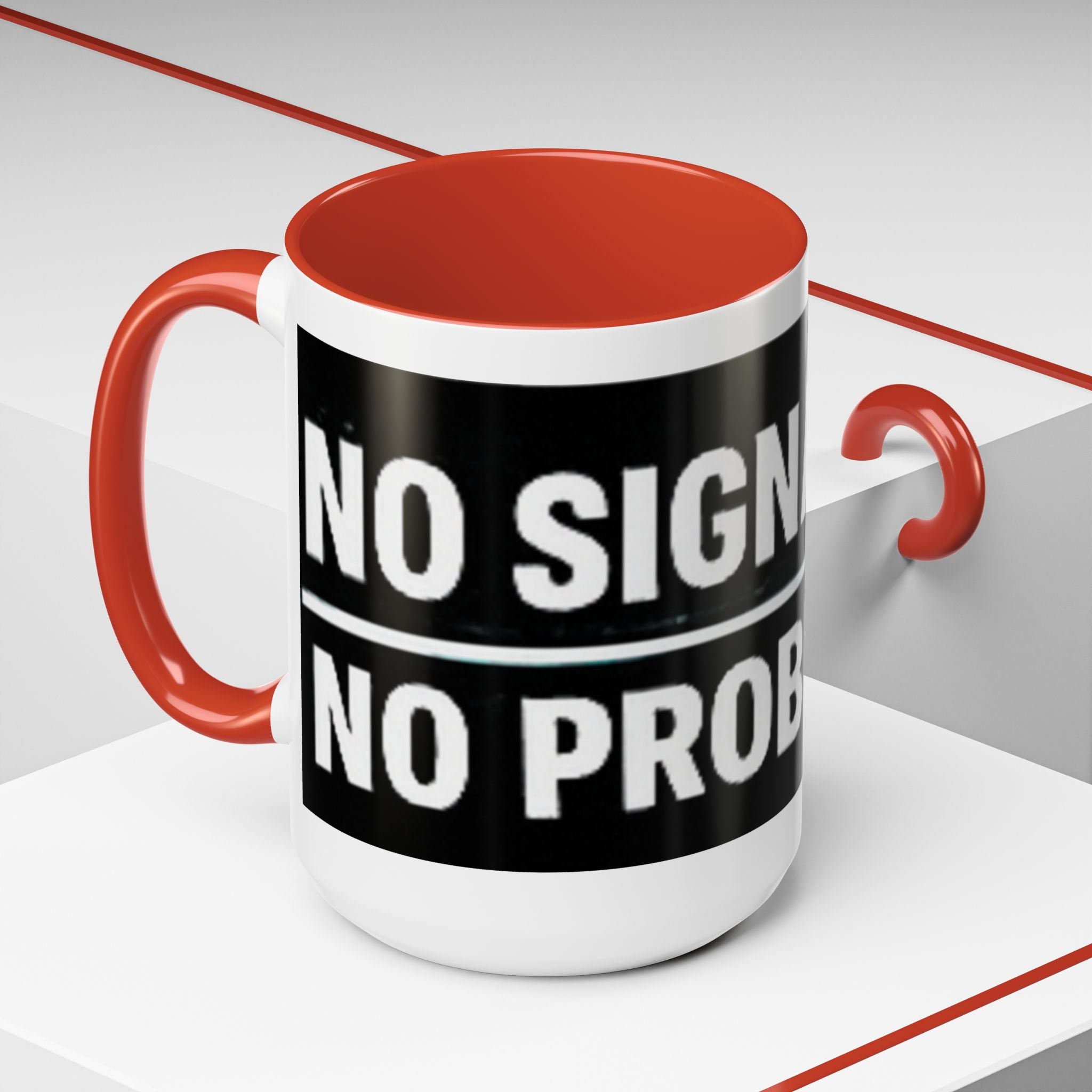 "No Signal No Problem" IT Humor Accent Coffee Mug (11, 15oz)