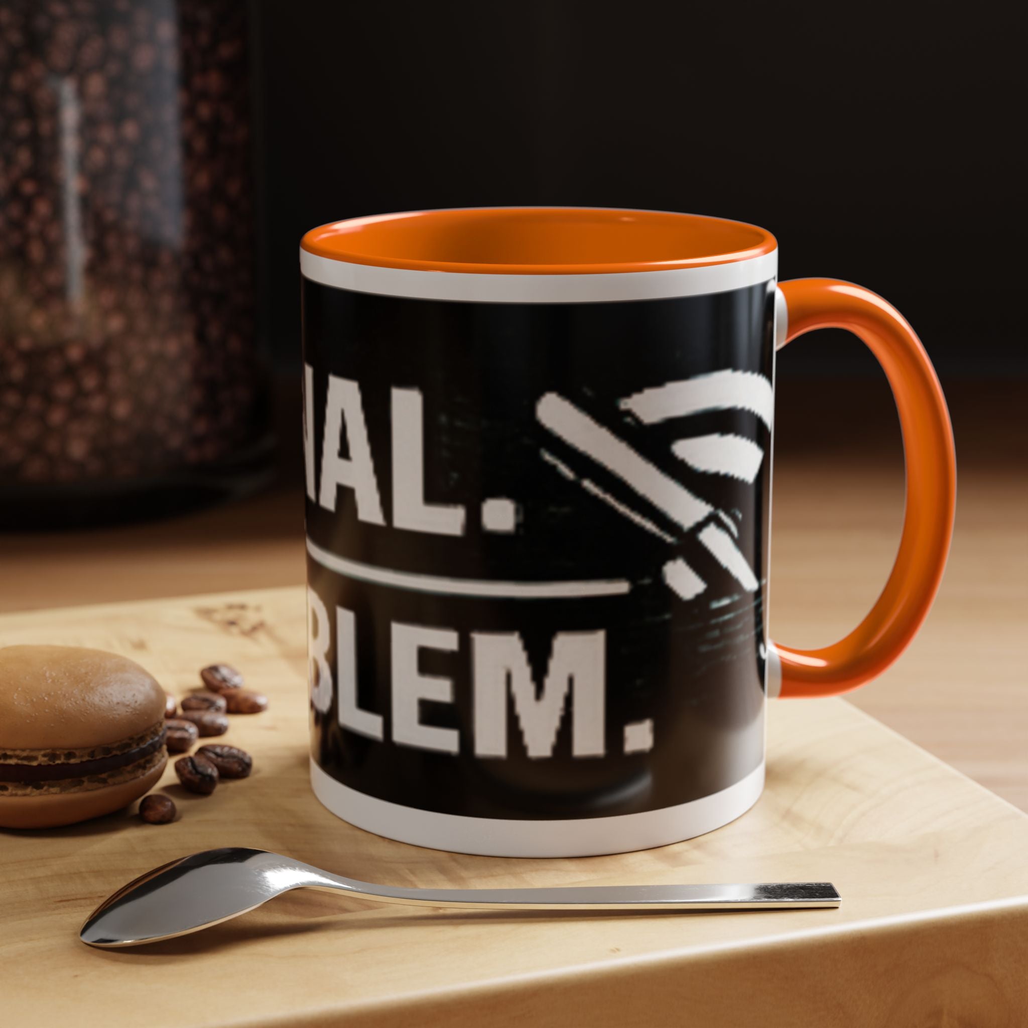 "No Signal No Problem" IT Humor Accent Coffee Mug (11, 15oz)