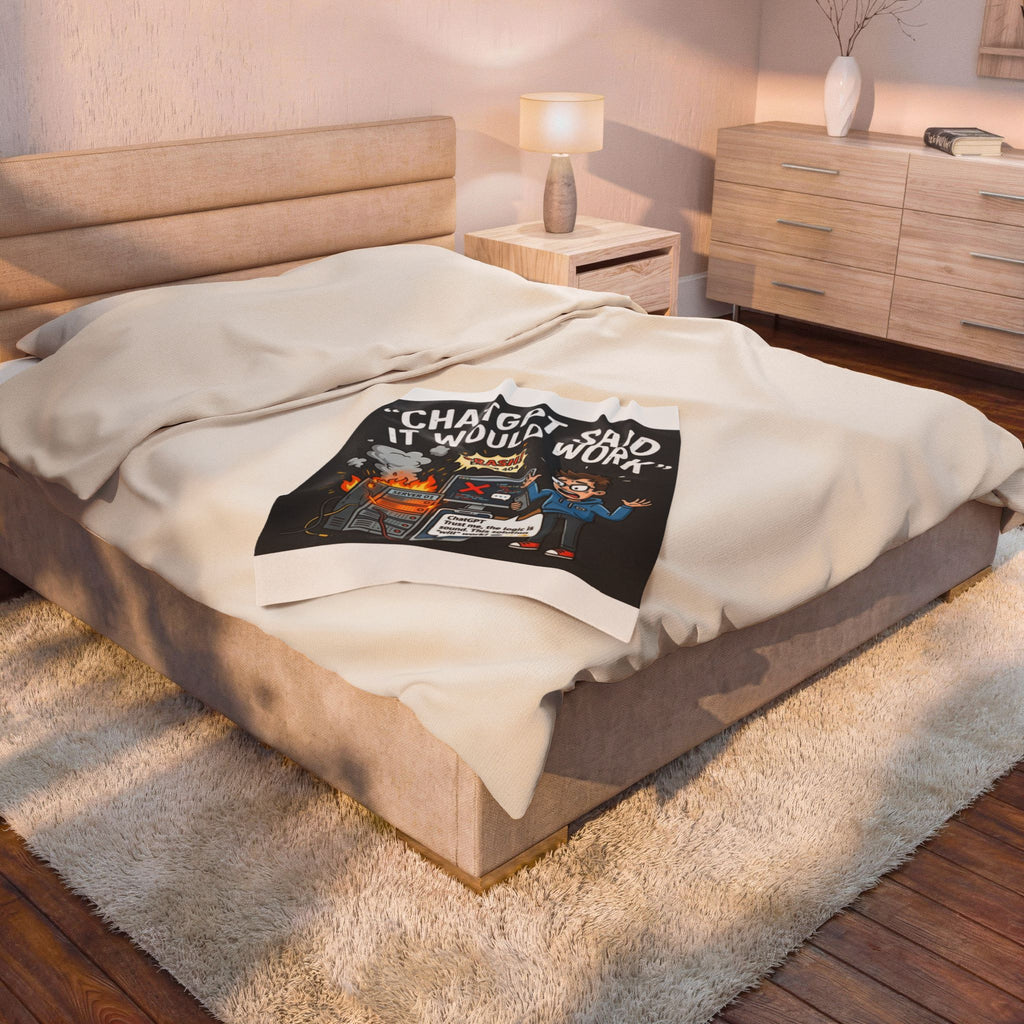 “ChatGPT Said It Would Work” Funny IT AI Tech Fail Throw Tech Humor Velveteen Blanket