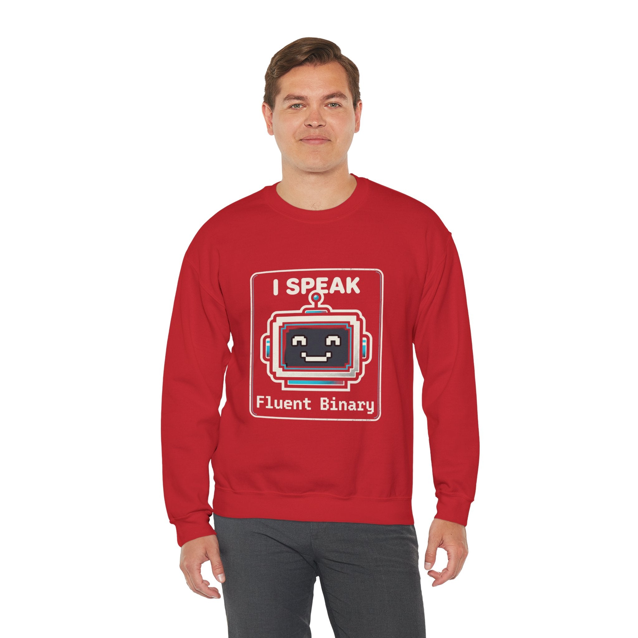 "I Speak Fluent Binary" Funny IT Crewneck Sweatshirt