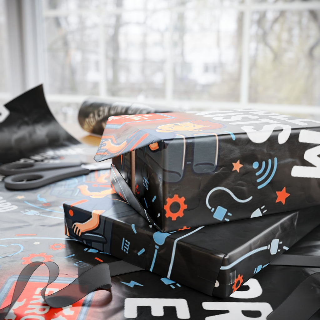 "Problem Exists Between Chair & Keyboard" Funny Tech Gift Wrap IT Humor Wrapping Paper