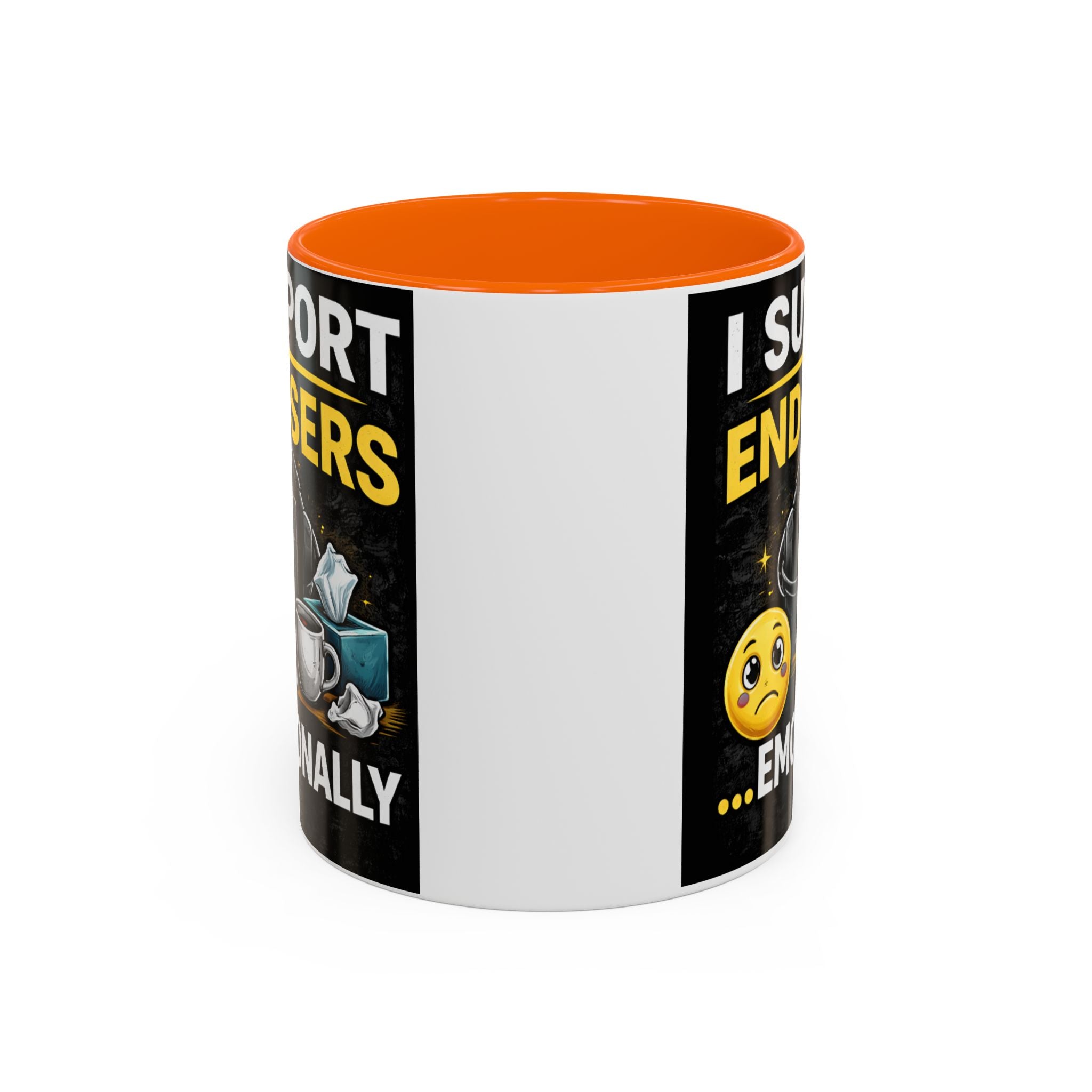 "I Support End Users, Emotionally" IT Humor Accent Coffee Mug (11, 15oz)