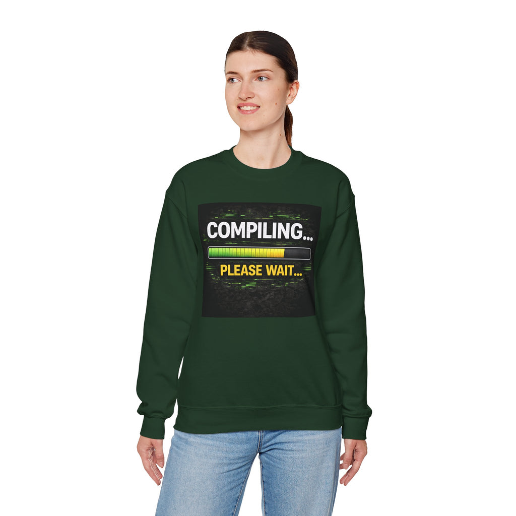 "Compiling... Please Wait" Tech Humor Crewneck Sweatshirt