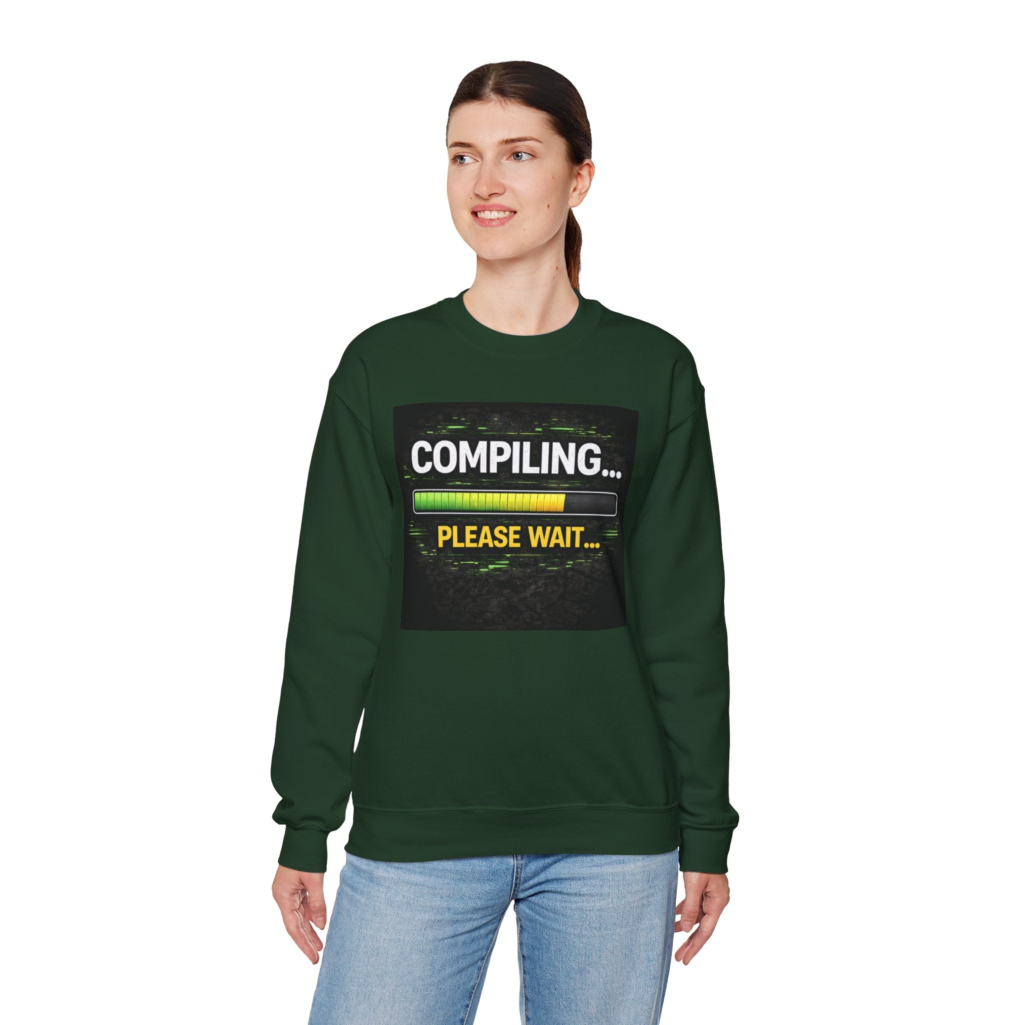 "Compiling... Please Wait" Tech Humor Crewneck Sweatshirt
