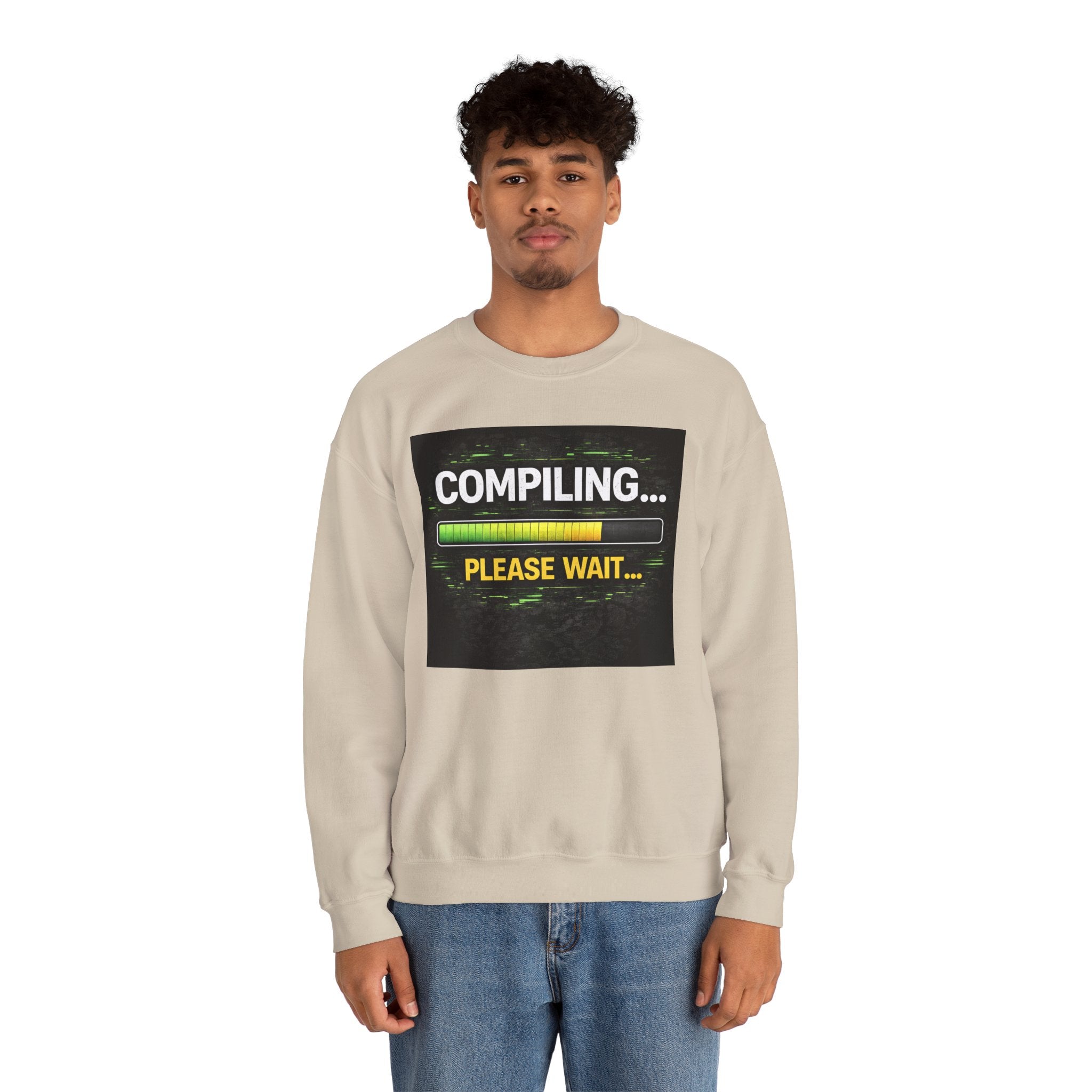 "Compiling... Please Wait" Tech Humor Crewneck Sweatshirt