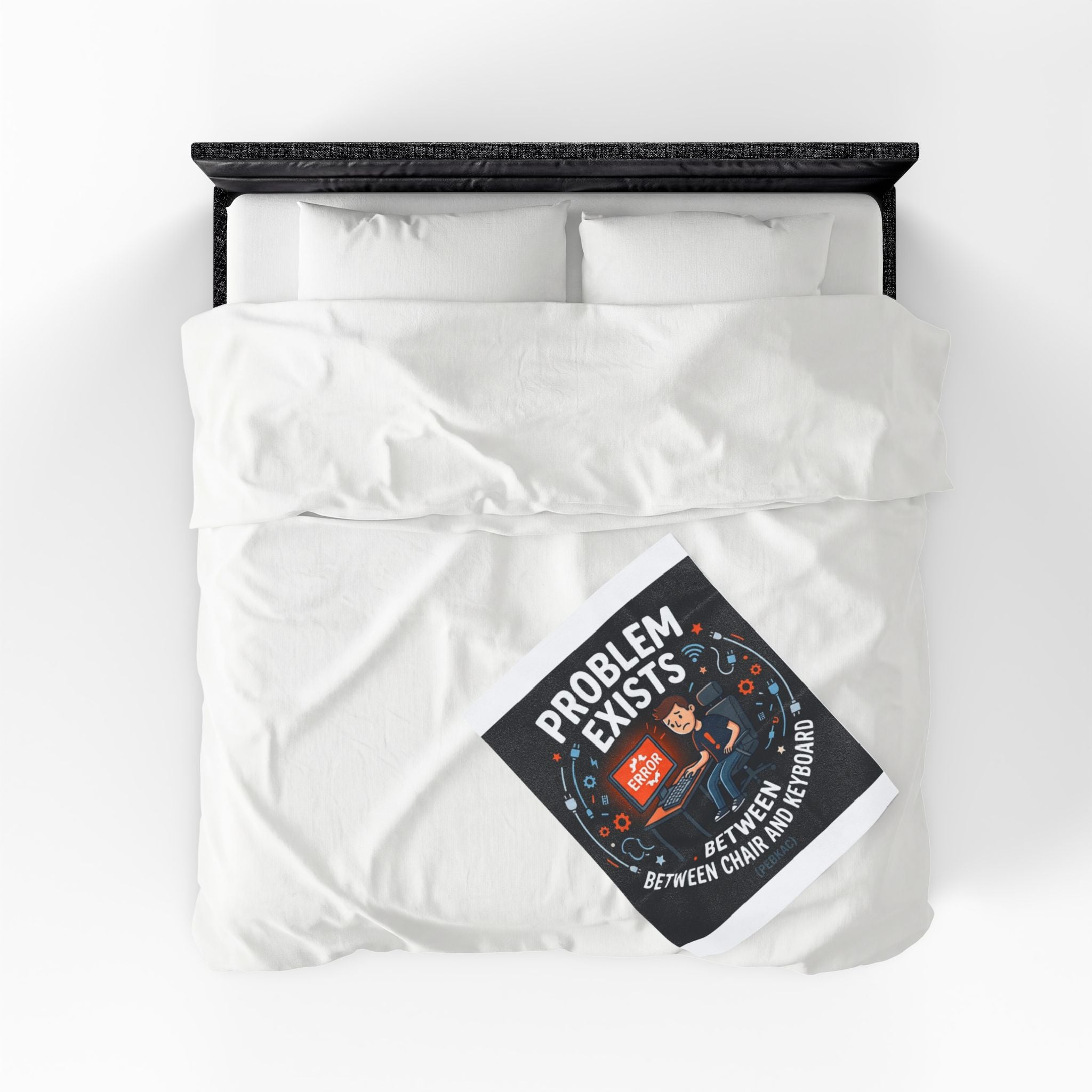 "Problem Exists Between The Chair & Keyboard" Tech Humor Funny IT Velveteen Plush Blanket