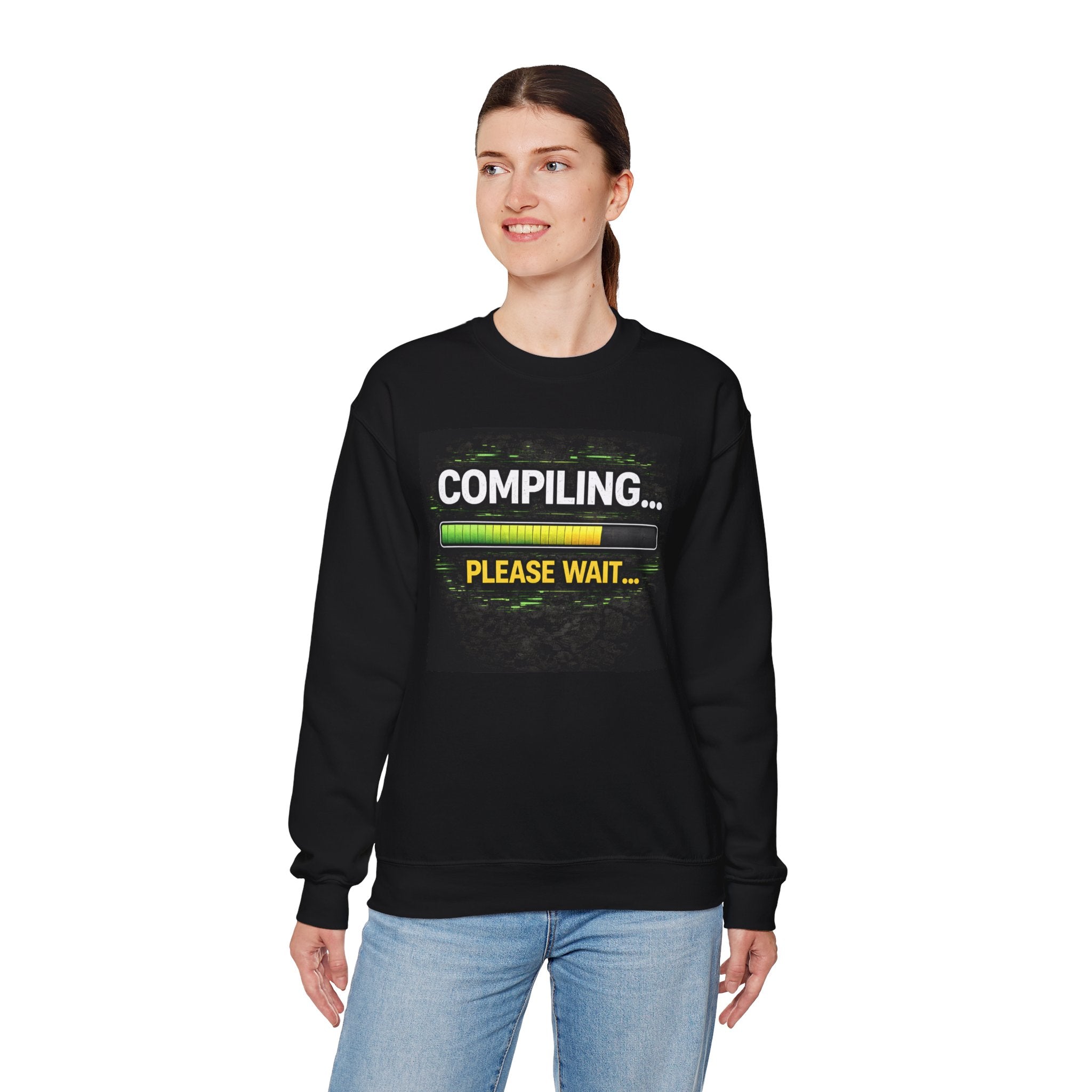 "Compiling... Please Wait" Tech Humor Crewneck Sweatshirt