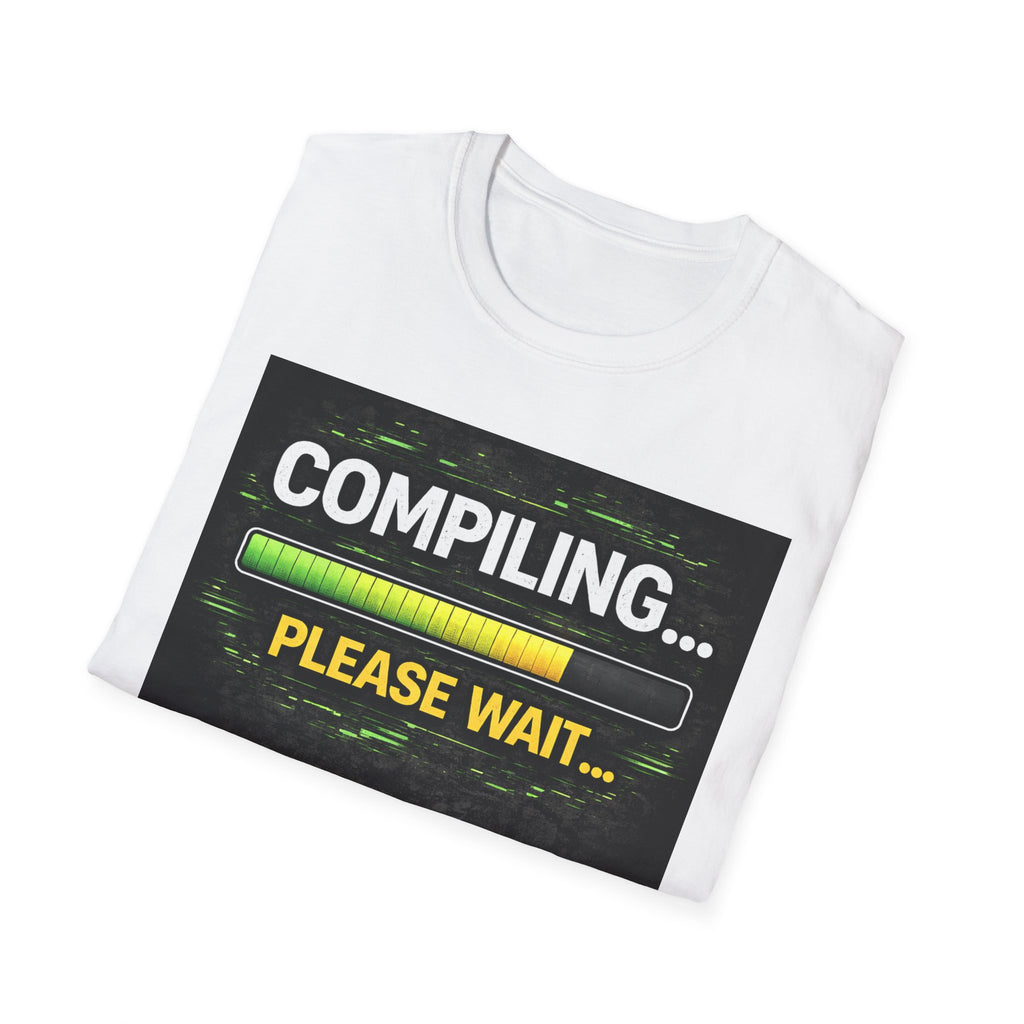 "Compiling... Please Wait" Programmer Loading Graphic Tee Funny IT Tech Humor T-Shirt