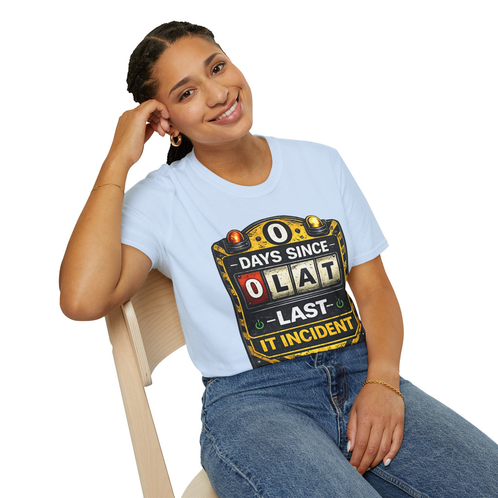 "0 Days Since Last IT Incident" Funny IT Tech Humor T-Shirt