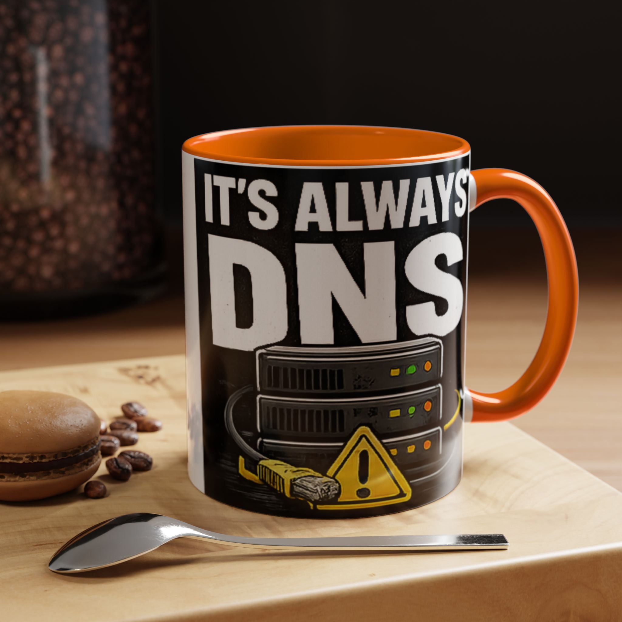 "It's Always DNS" IT Humor Accent Coffee Mug (11, 15oz)