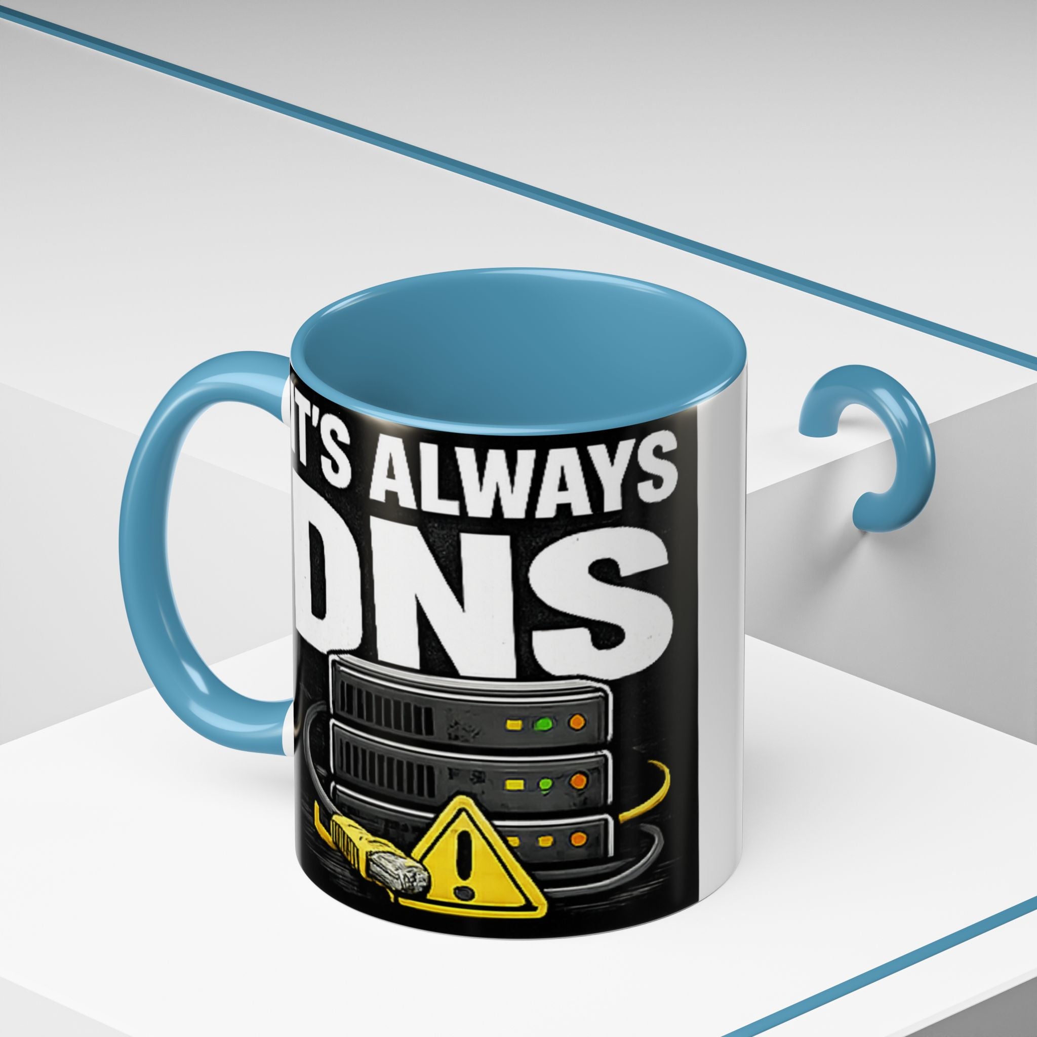 "It's Always DNS" IT Humor Accent Coffee Mug (11, 15oz)