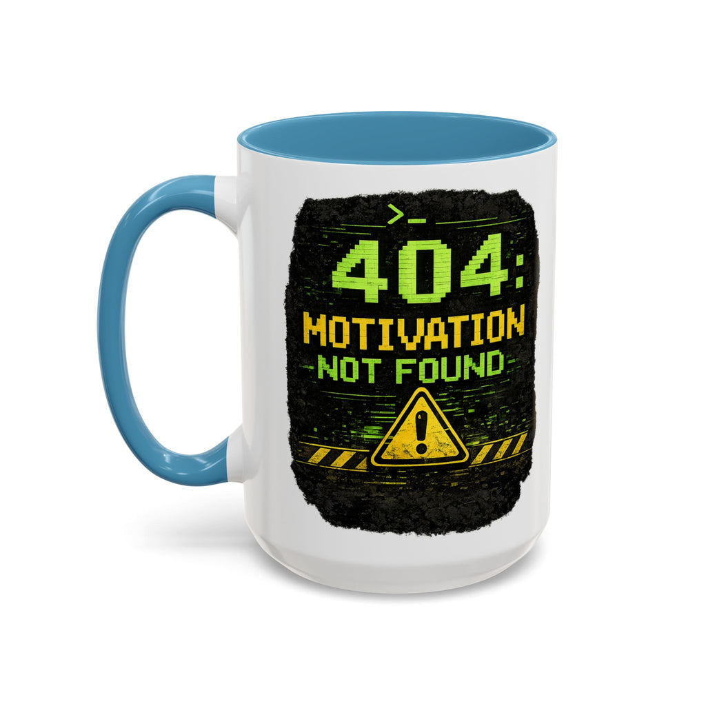 "Error 404 Motivation Not Found" IT Humor Accent Coffee Mug (11, 15oz)