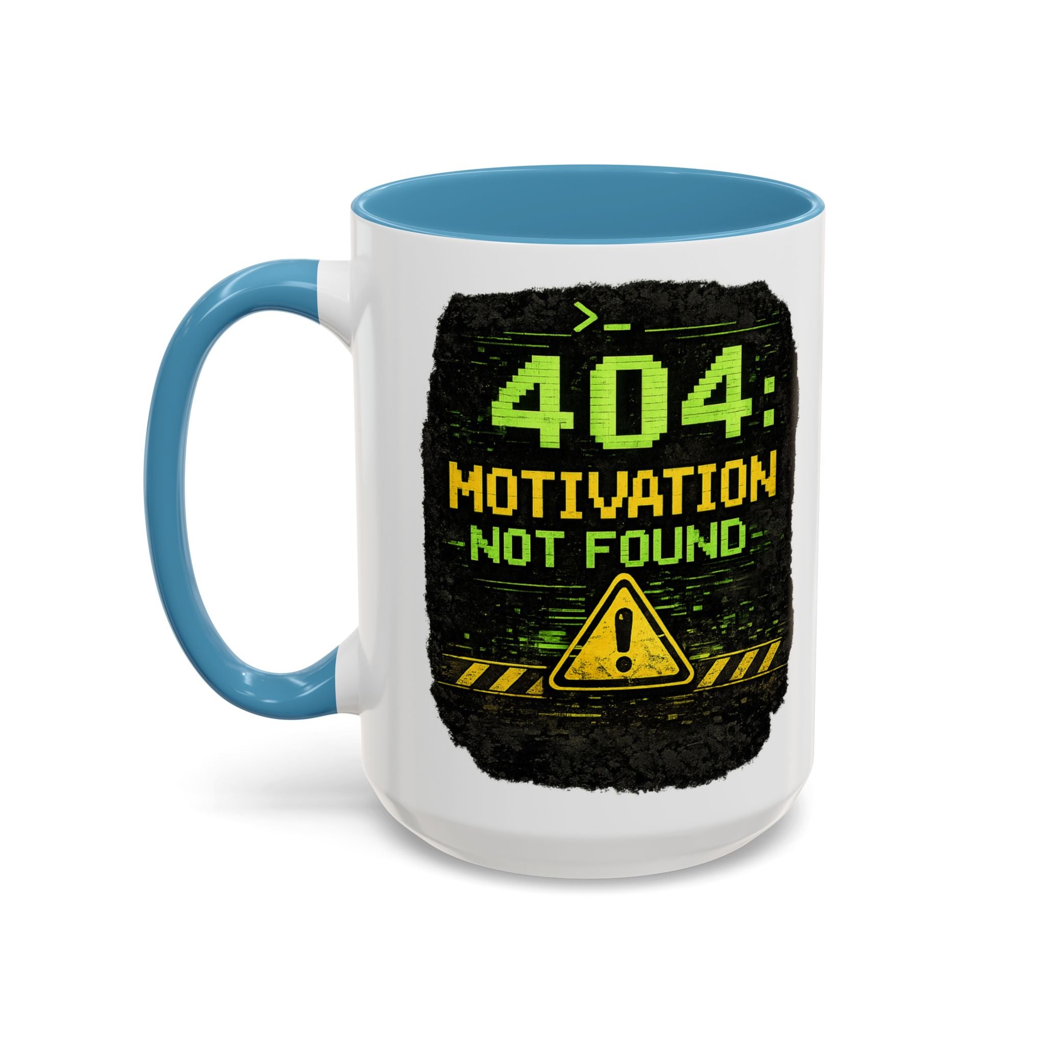 "Error 404 Motivation Not Found" IT Humor Accent Coffee Mug (11, 15oz)