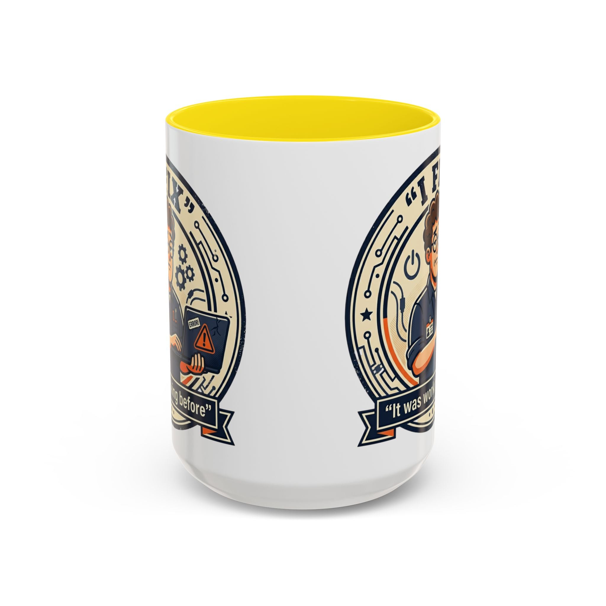 "I Fix: It Was Working Before" IT Humor Accent Coffee Mug (11, 15oz)