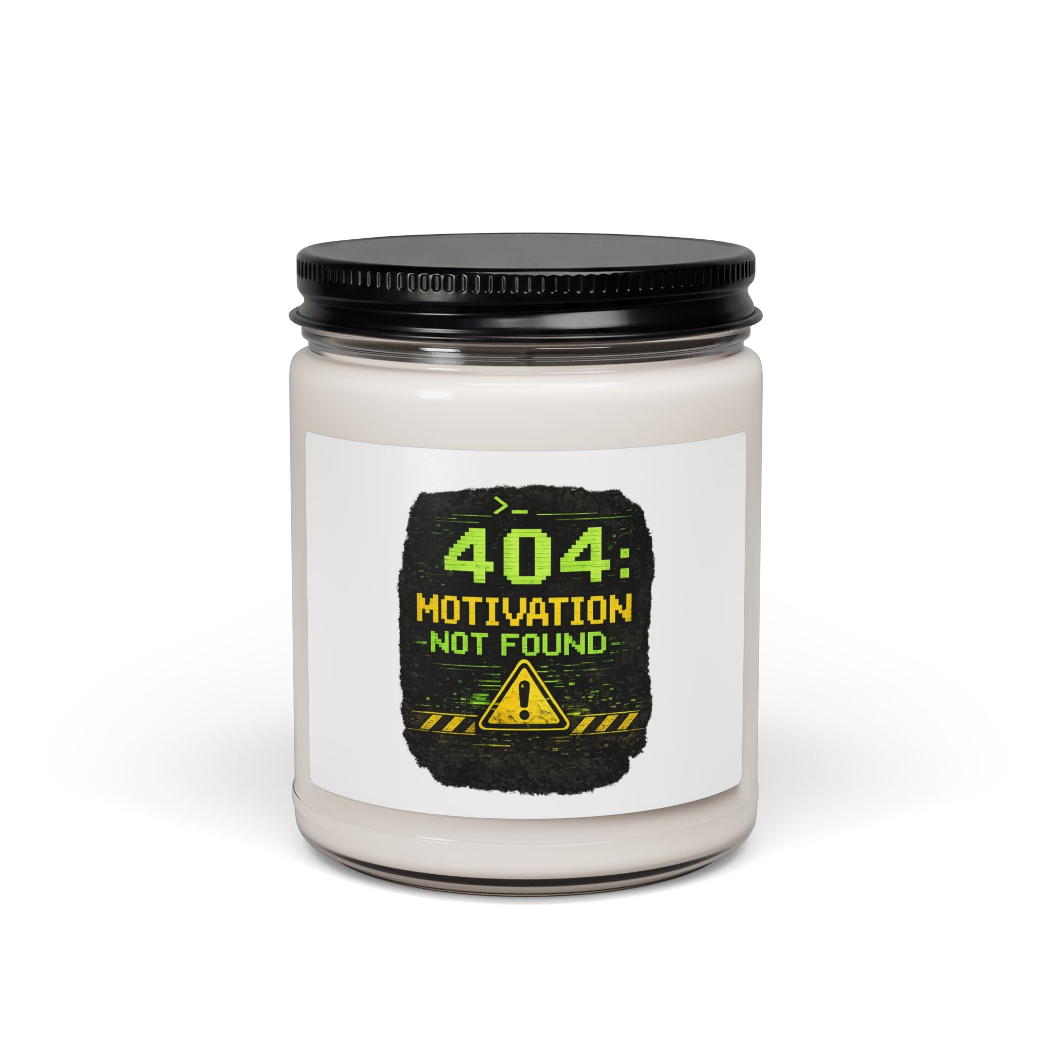 "404 Motivation Not Found" Scented Soy Candle — Funny Tech Gift