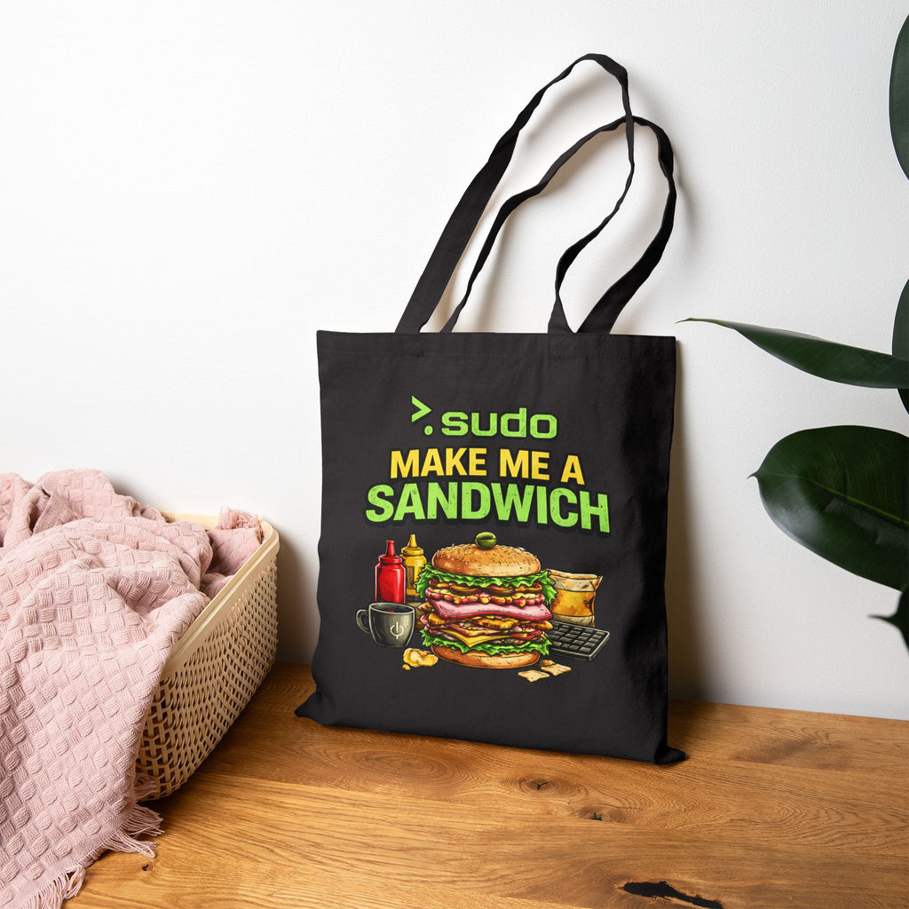 ">.Sudo Make Me A Sandwich" Funny IT Tech Humor Cotton Canvas Tote Bag
