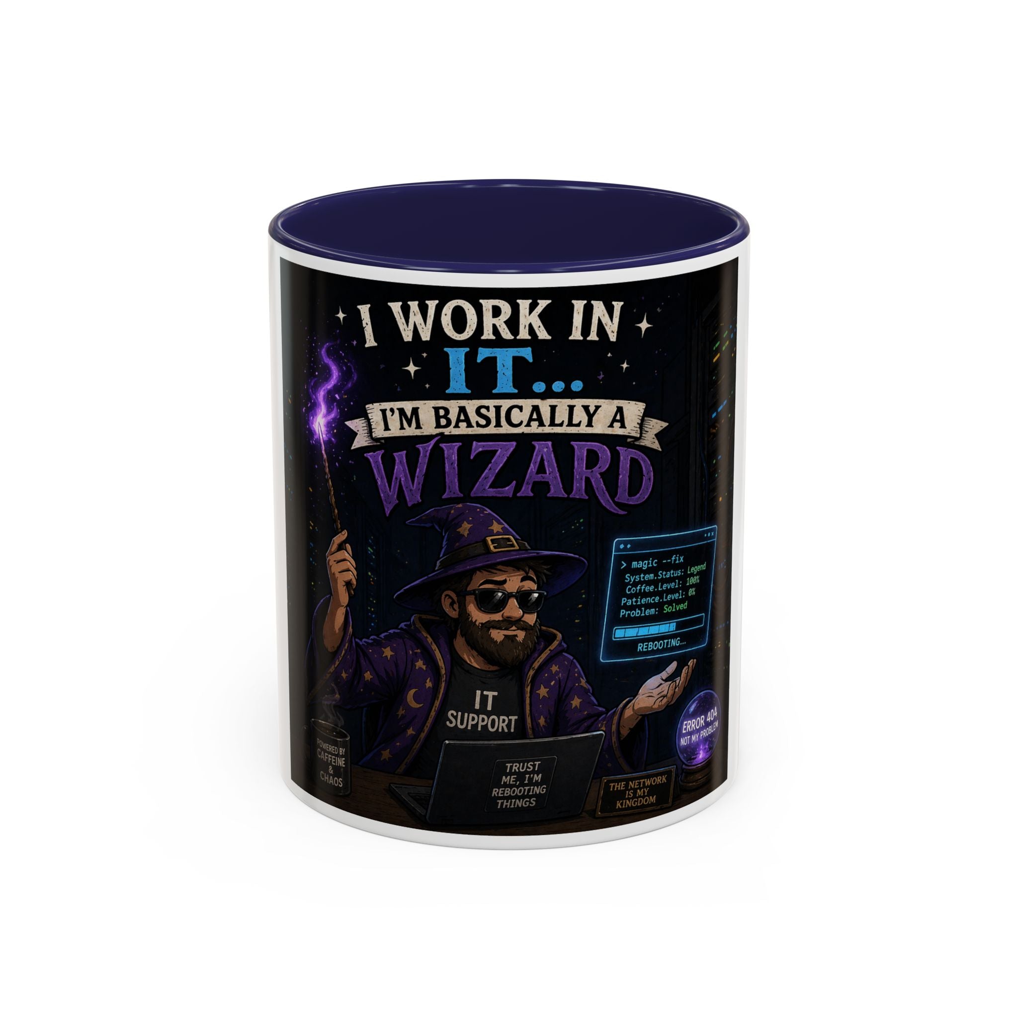 "I Work in IT... I'm Basically a Wizard" Funny IT Tech Support Humor Coffee Mug