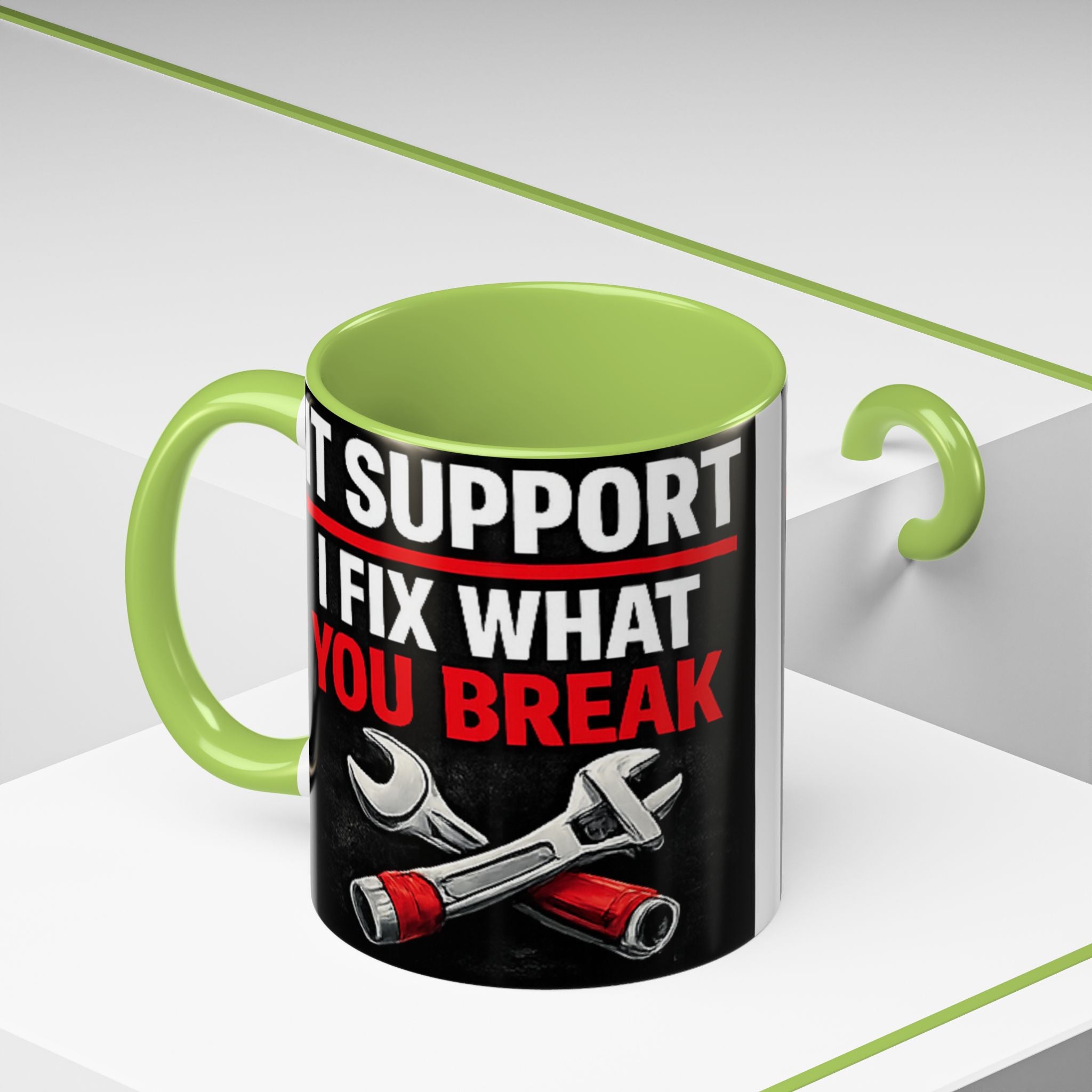 "It Support:  I Fix What You Break" IT Humor Accent Coffee Mug (11, 15oz)