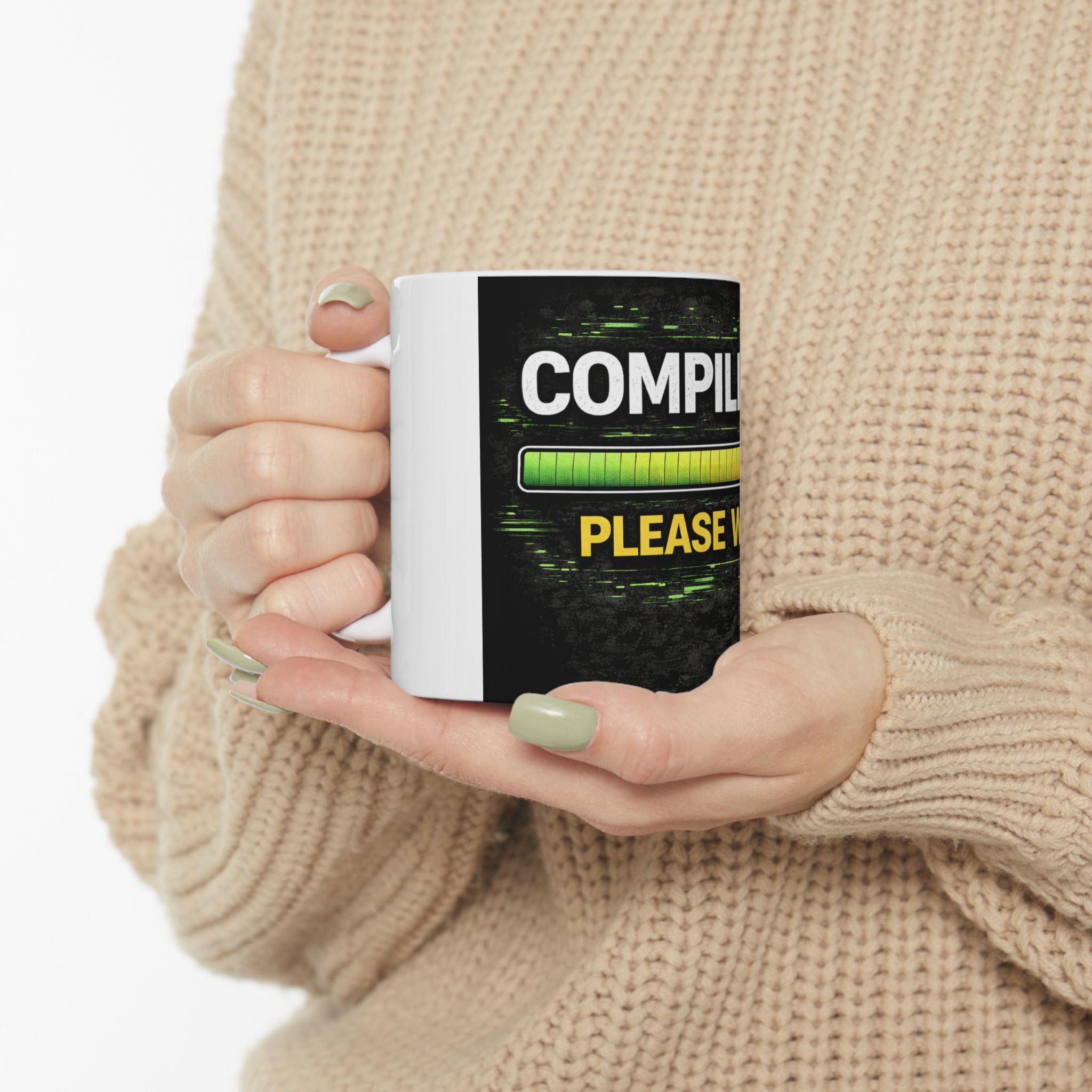 "Compiling... Please Wait" Geek Humor Ceramic Mug, (11oz, 15oz)
