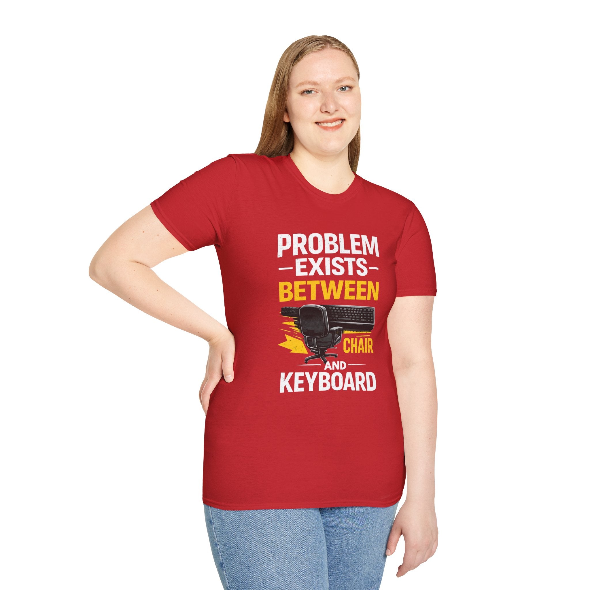 "Problem Exists Between Chair and Keyboard" Tech Humor T-Shirt — Funny Gamer/IT Tee
