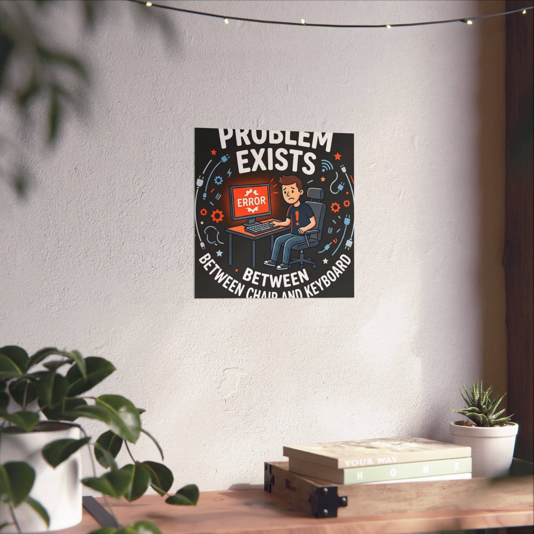 "Problem Exists Between Chair & Keyboard" Tech Humor Funny IT Matte Vertical Posters
