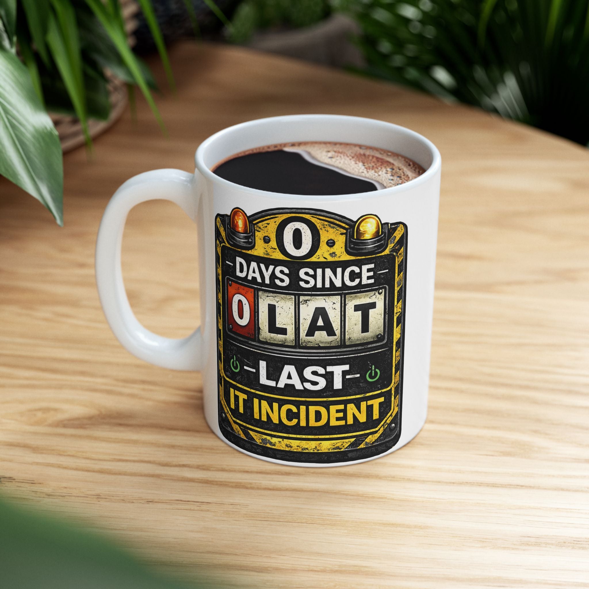 "0 days Since Last IT Incident" IT Humor Ceramic Mug, (11oz, 15oz)