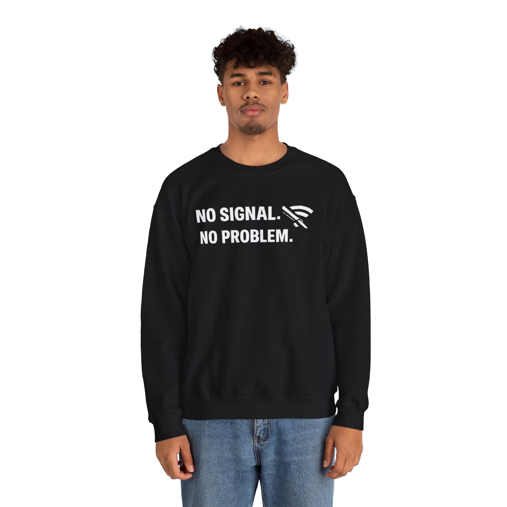 "No Signal, No Problem" Unisex Heavy Blend™ Tech Humor Crewneck Sweatshirt