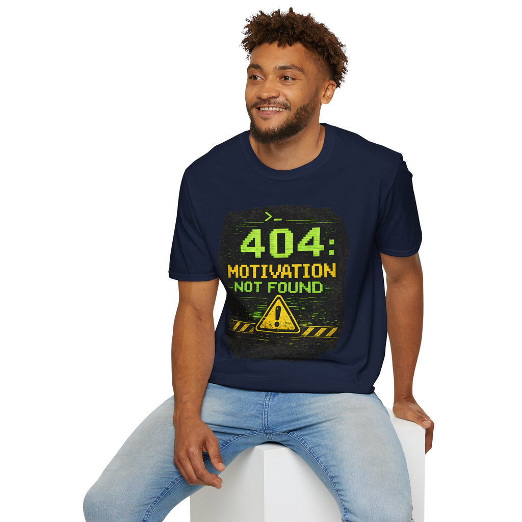 "404: Motivation Not Found" Funny IT Graphic Tee- Tech Humor T-Shirt