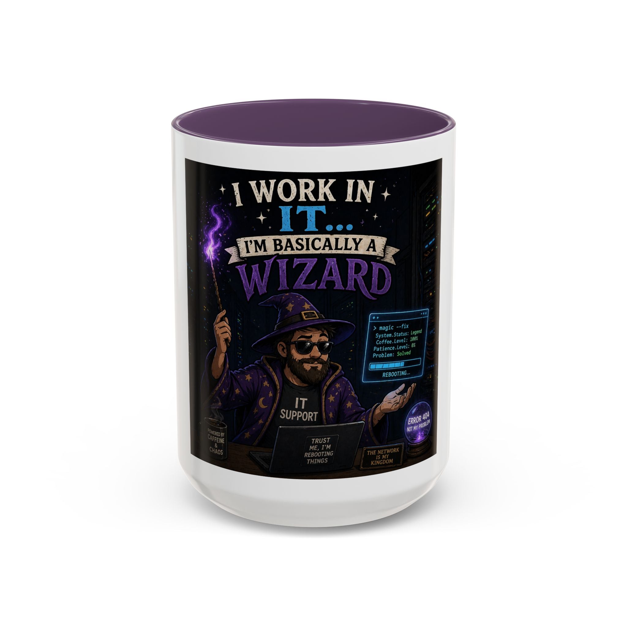 "I Work in IT... I'm Basically a Wizard" Funny IT Tech Support Humor Coffee Mug
