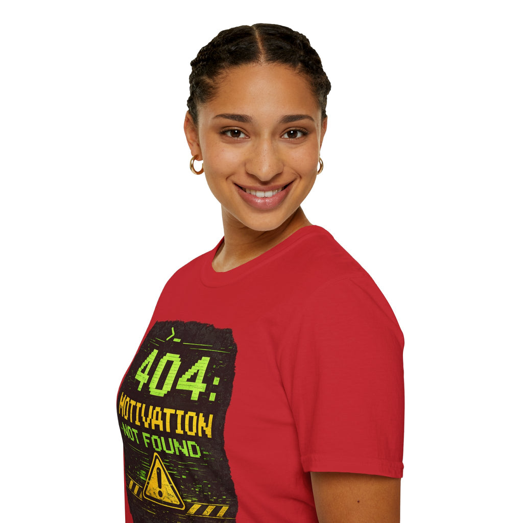 "404: Motivation Not Found" Funny IT Graphic Tee- Tech Humor T-Shirt