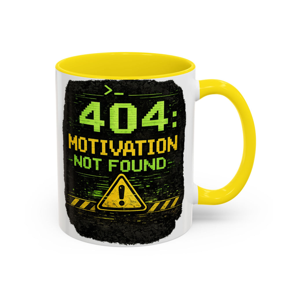 "Error 404 Motivation Not Found" IT Humor Accent Coffee Mug (11, 15oz)
