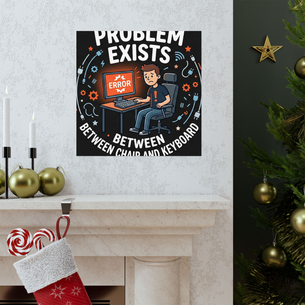 "Problem Exists Between Chair & Keyboard" Tech Humor Funny IT Matte Vertical Posters