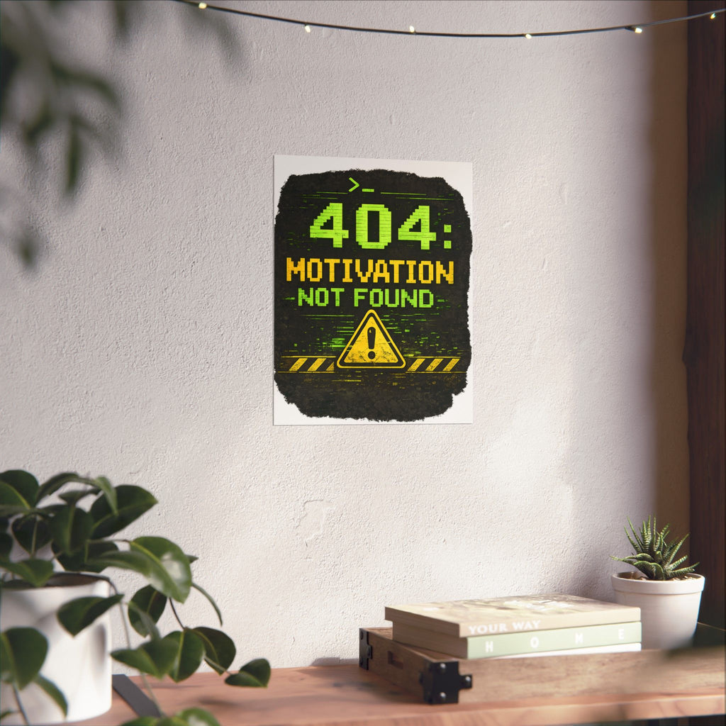 "Error 404 Motivation Not Found" Geek Tech Humor Funny IT Matte Vertical Posters