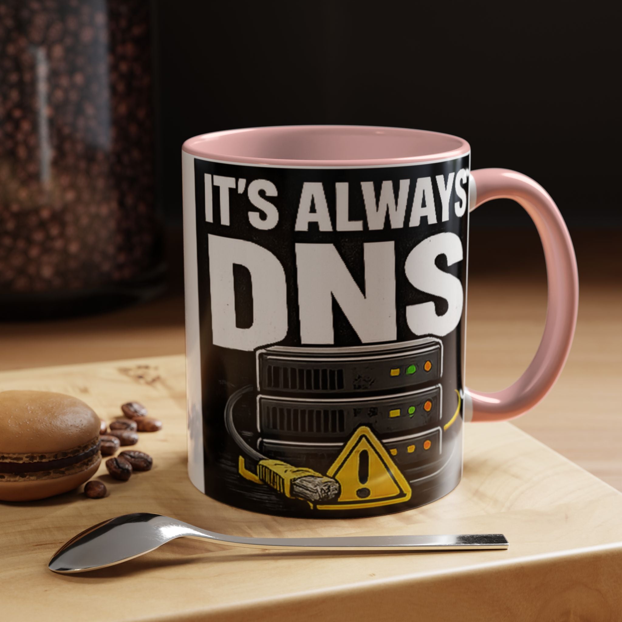 "It's Always DNS" IT Humor Accent Coffee Mug (11, 15oz)