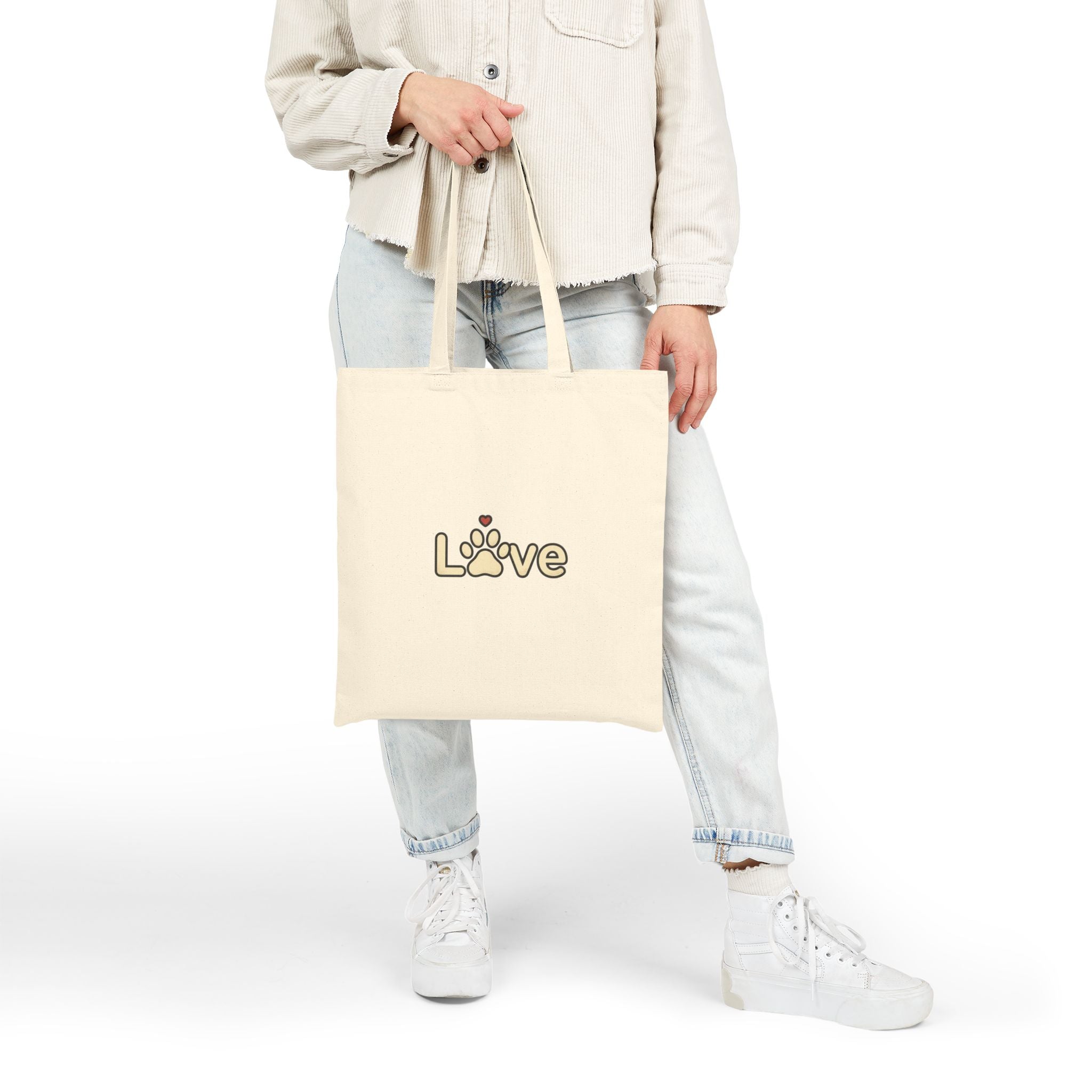 Love Paw Design | Dog Mom, Rescue Pride, Fur Baby Canvas Tote Bag