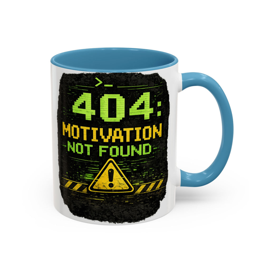 "Error 404 Motivation Not Found" IT Humor Accent Coffee Mug (11, 15oz)