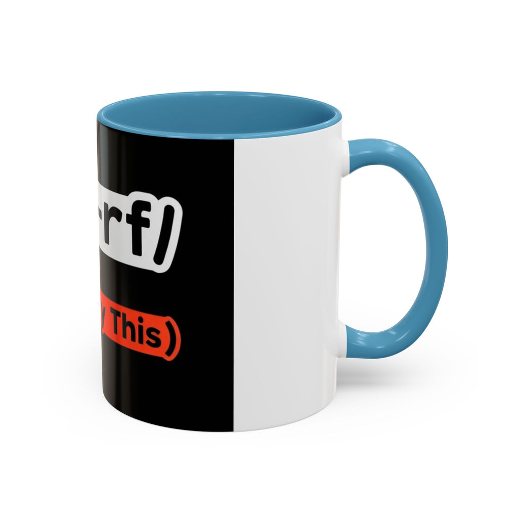 "rm -rf / (Don't Try This)" Funny IT Tech Humor Black Accent Ceramic Coffee Mug