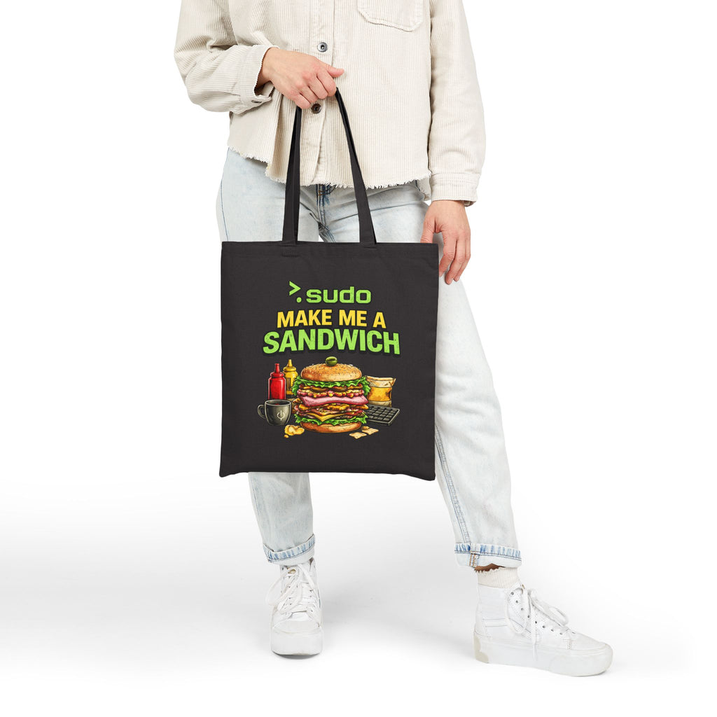 ">.Sudo Make Me A Sandwich" Funny IT Tech Humor Cotton Canvas Tote Bag