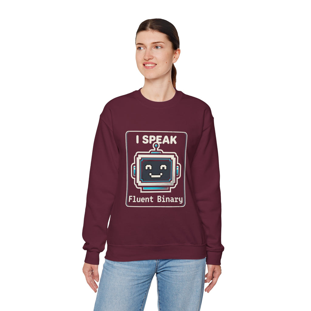"I Speak Fluent Binary" Funny IT Crewneck Sweatshirt