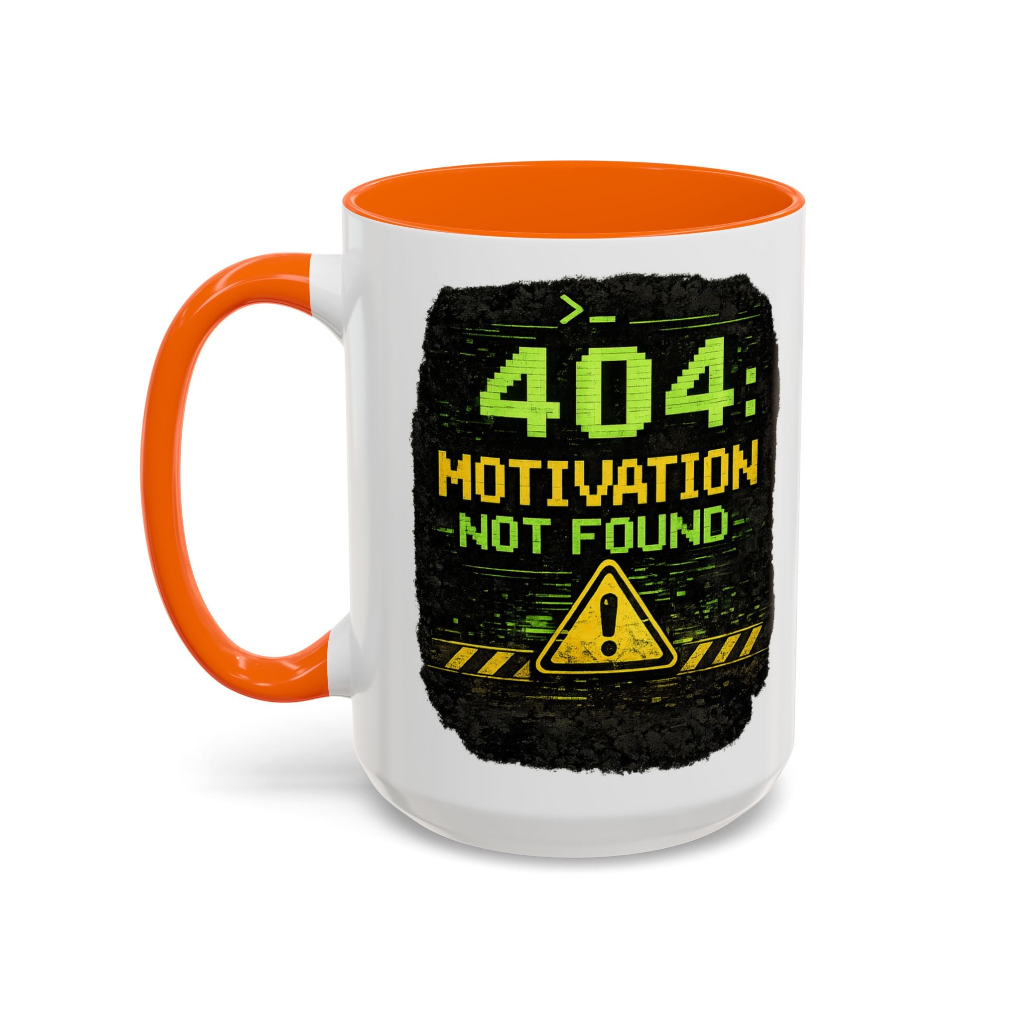 "Error 404 Motivation Not Found" IT Humor Accent Coffee Mug (11, 15oz)